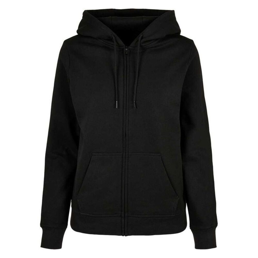 Build Your Brand Womens/Ladies Basic Full Zip Hoodie / Black